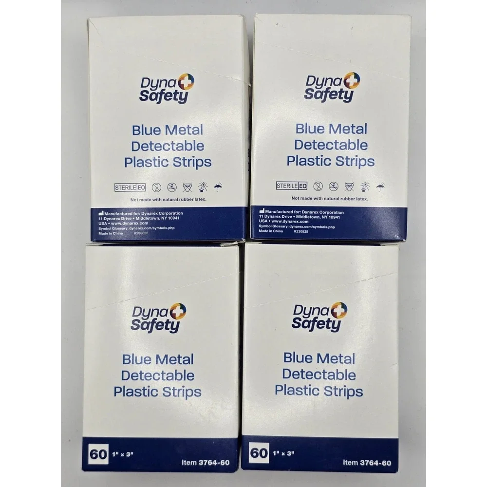 4 Lot Of NEW Dynarex Blue Metal Detectable Plastic Strips, 60 Count, 1